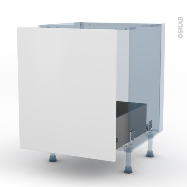 HELIA Blanc Kit Rénovation 18 <br />Meuble sous-évier , 1 porte coulissante, L60 x H70 x P60 cm 