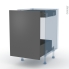 #HELIA Gris Kit Rénovation 18 <br />Meuble bas coulissant , 1 porte -1 tiroir anglaise, L50 x H70 x P60 cm 
