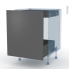 #HELIA Gris Kit Rénovation 18 <br />Meuble bas coulissant , 1 porte -1 tiroir anglaise, L60 x H70 x P60 cm 
