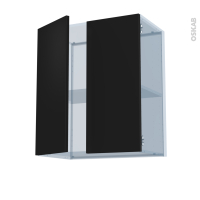 HELIA Noir - Kit Rénovation 18 - Meuble haut ouvrant H70 - 2 portes - L60 x H70 x P37,5 cm