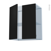 HELIA Noir - Kit Rénovation 18 - Meuble haut ouvrant H70 - 2 portes - L60xH70xP37,5