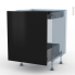 #HELIA Noir Kit Rénovation 18 <br />Meuble bas coulissant , 1 porte -1 tiroir anglaise, L60 x H70 x P60 cm 