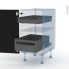 #HELIA Noir Kit Rénovation 18 <br />Meuble bas, 2 tiroirs à l'anglaise, L40 x H70 x P60 cm 