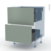 HELIA Vert - Kit Rénovation 18 - Meuble casserolier - 2 tiroirs-1 tiroir anglaise - L60 x H70 x P60 cm