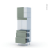 #HELIA Vert Kit Rénovation 18 <br />Colonne Four N°1658 , 1 porte 3 tiroirs, L60 x H195 x P60 cm 