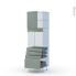 #HELIA Vert Kit Rénovation 18 <br />Colonne Four N°1659 , 1 porte 4 tiroirs, L60 x H195 x P60 cm 