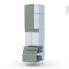 #HELIA Vert Kit Rénovation 18 <br />Colonne Four N°2459 , 1 porte 3 tiroirs, L60 x H217 x P60 cm 