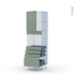 #HELIA Vert Kit Rénovation 18 <br />Colonne Four niche 45 N°2159 , 1 porte 4 tiroirs, L60 x H195 x P60 cm 