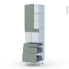 #HELIA Vert Kit Rénovation 18 <br />Colonne Four niche 45 N°2458 , 1 porte 3 tiroirs, L60 x H217 x P60 cm 