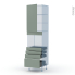 #HELIA Vert Kit Rénovation 18 <br />Colonne Four niche 45 N°2459 , 1 porte 4 tiroirs, L60 x H217 x P60 cm 