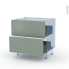 #HELIA Vert Kit Rénovation 18 <br />Meuble casserolier , 2 tiroirs, L80 x H70 x P60 cm 
