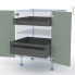 #HELIA Vert Kit Rénovation 18 <br />Meuble bas, 2 portes, 2 tiroirs à l'anglaise, L60 x H70 x P60 cm 