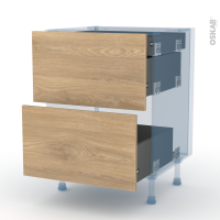 HOSTA Chêne prestige - Kit Rénovation 18 - Meuble casserolier - 2 tiroirs-1 tiroir anglaise - L60 x H70 x P60 cm