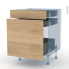 #HOSTA Chêne prestige Kit Rénovation 18 <br />Meuble range épice, 3 tiroirs, L60 x H70 x P60 cm 