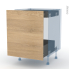 #HOSTA Chêne prestige Kit Rénovation 18 <br />Meuble bas coulissant , 1 porte -1 tiroir anglaise, L60 x H70 x P60 cm 
