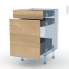 #HOSTA Chêne prestige Kit Rénovation 18 <br />Meuble range épice, 3 tiroirs, L50 x H70 x P60 cm 