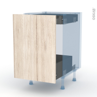 IKORO Chêne Clair - Kit Rénovation 18 - Meuble bas coulissant  - 1 porte - 1 tiroir anglaise - L50 x H70 x P60 cm