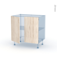 IKORO Chêne Clair - Kit Rénovation 18 - Meuble sous-évier  - 2 portes - L80 x H70 x P60 cm