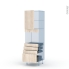 #IKORO Chêne Clair Kit Rénovation 18 <br />Colonne Four niche 45 N°2159 , 1 porte 4 tiroirs, L60 x H195 x P60 cm 