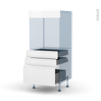 Ipoma Blanc mat - Kit Rénovation 18 - Colonne Four N°59 - 3 tiroirs - L60 x H125 x P60 cm