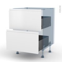 Ipoma Blanc mat - Kit Rénovation 18 - Meuble casserolier - 2 tiroirs - L60 x H70 x P60 cm