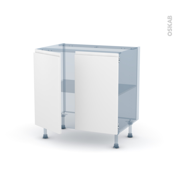 Ipoma Blanc mat Kit Rénovation 18 <br />Meuble sous-évier, 2 portes, L80 x H70 x P60 cm 