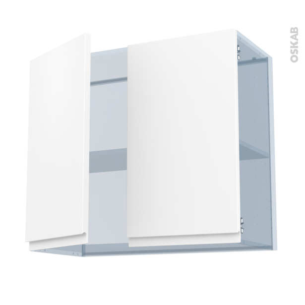 Ipoma Blanc mat Kit Rénovation 18 <br />Meuble haut ouvrant H70, 2 portes, L80 x H70 x P37,5 cm 