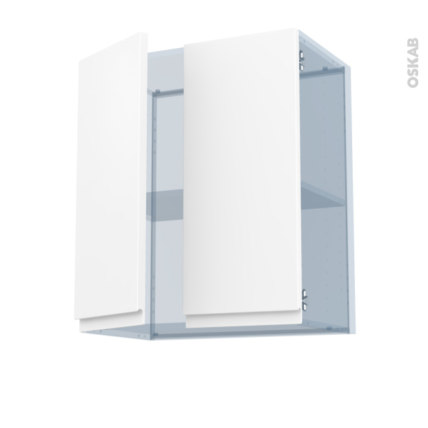 Ipoma Blanc mat Kit Rénovation 18 <br />Meuble haut ouvrant H70, 2 portes, L60 x H70 x P37,5 cm 
