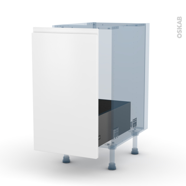 Ipoma Blanc mat Kit Rénovation 18 <br />Meuble sous-évier, 1 porte coulissante, L40 x H70 x P60 cm 