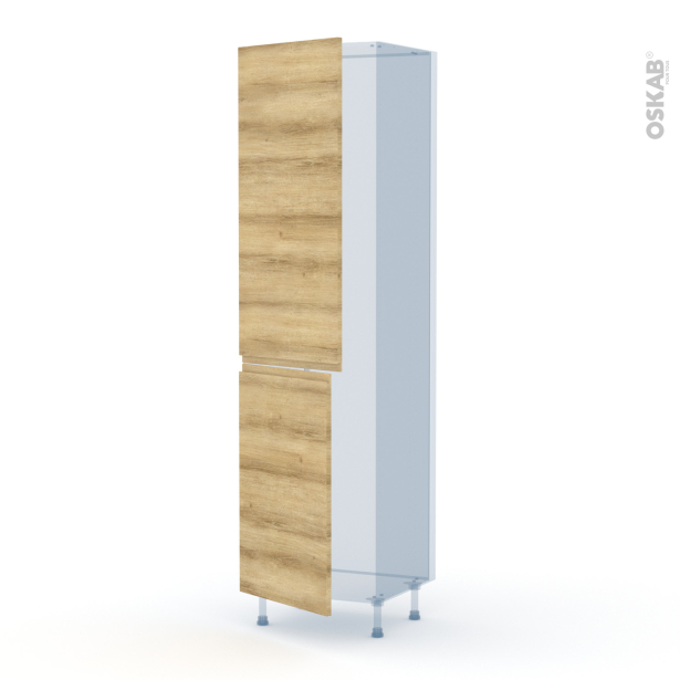 IPOMA Chêne naturel Kit Rénovation 18 <br />Armoire frigo N°2724 , 2 portes, L60 x H217 x P60 cm 