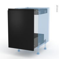 Ipoma Noir mat - Kit Rénovation 18 - Meuble bas coulissant  - 1 porte -1 tiroir anglaise - L50xH70xP60