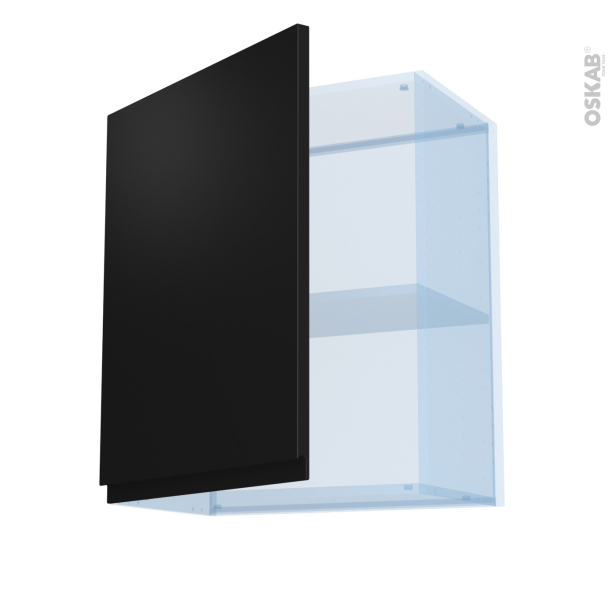 Ipoma Noir mat Kit Rénovation 18 <br />Meuble haut ouvrant H70 , 1 porte, L60 x H70 x P37,5 cm 