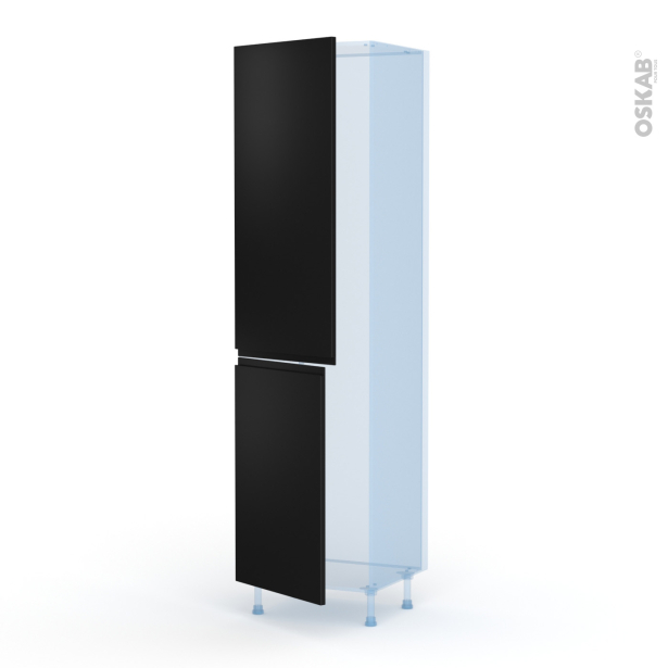 Ipoma Noir mat Kit Rénovation 18 <br />Armoire frigo N°2724 , 2 portes, L60 x H217 x P60 cm 