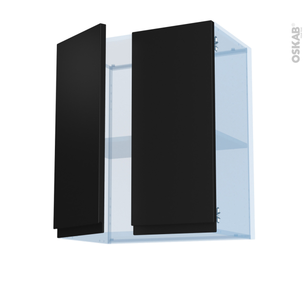 Ipoma Noir mat Kit Rénovation 18 <br />Meuble haut ouvrant H70, 2 portes, L60 x H70 x P37,5 cm 