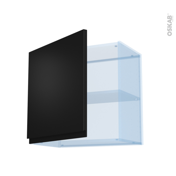 Ipoma Noir mat Kit Rénovation 18 <br />Meuble haut ouvrant H57, 1 porte, L60 x H57 x P37,5 cm 