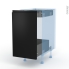 #Ipoma Noir mat Kit Rénovation 18 <br />Meuble bas coulissant , 1 porte-1 tiroir anglaise, L40 x H70 x P60 cm 