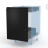 #Ipoma Noir mat Kit Rénovation 18 <br />Meuble bas coulissant , 1 porte -1 tiroir anglaise, L50 x H70 x P60 cm 