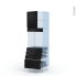 #Ipoma Noir mat Kit Rénovation 18 <br />Colonne Four N°1659 , 1 porte 4 tiroirs, L60 x H195 x P60 cm 