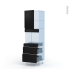 #Ipoma Noir mat Kit Rénovation 18 <br />Colonne Four niche 45 N°2158 , 1 porte 3 tiroirs, L60 x H195 x P60 cm 