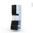 #Ipoma Noir mat Kit Rénovation 18 <br />Colonne Four niche 45 N°2159 , 1 porte 4 tiroirs, L60 x H195 x P60 cm 