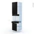 #Ipoma Noir mat Kit Rénovation 18 <br />Colonne Four niche 45 N°2456 , 2 portes 1 tiroir, L60 x H217 x P60 cm 