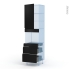 #Ipoma Noir mat Kit Rénovation 18 <br />Colonne Four niche 45 N°2458 , 1 porte 3 tiroirs, L60 x H217 x P60 cm 