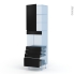 #Ipoma Noir mat Kit Rénovation 18 <br />Colonne Four niche 45 N°2459 , 1 porte 4 tiroirs, L60 x H217 x P60 cm 