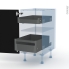 #Ipoma Noir mat Kit Rénovation 18 <br />Meuble bas, 2 tiroirs à l'anglaise, L40 x H70 x P60 cm 