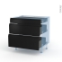 #Ipoma Noir mat Kit Rénovation 18 <br />Meuble casserolier, 3 tiroirs, L80 x H70 x P60 cm 