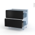 #Ipoma Noir mat Kit Rénovation 18 <br />Meuble casserolier, 2 tiroirs, 1 tiroir anglaise, L80 x H70 x P60 cm 