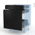 #Ipoma Noir mat Kit Rénovation 18 <br />Meuble range épice, 3 tiroirs, L60 x H70 x P60 cm 