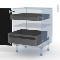 IPOMA Noyer - Kit Rénovation 18 - Meuble bas - 2 tiroirs à l'anglaise - L60xH70xP60