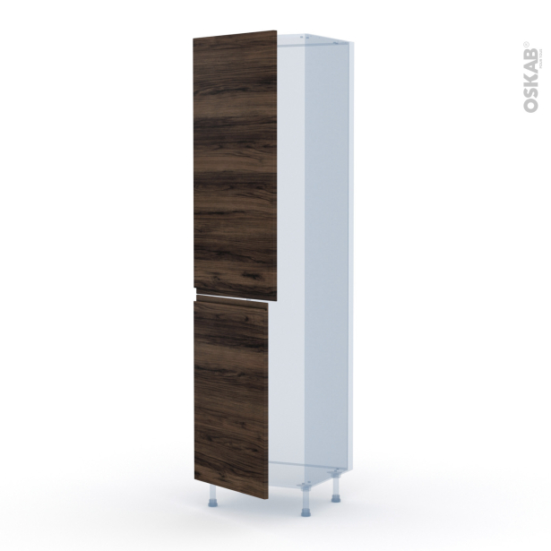 Ipoma Noyer Kit Rénovation 18 <br />Armoire frigo N°2724 , 2 portes, L60 x H217 x P60 cm 