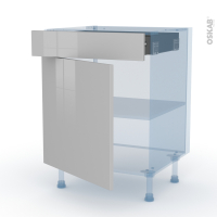 IVIA Gris - Kit Rénovation 18 - Meuble bas cuisine  - 1 porte 1 tiroir - L60 x H70 x P60 cm